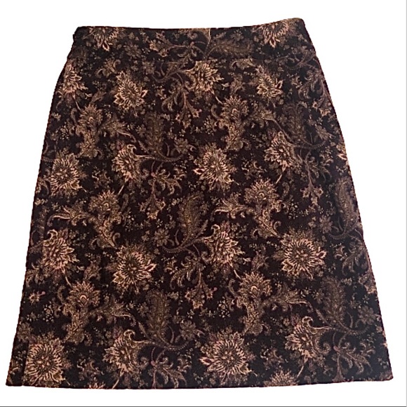 Ann Taylor Dresses & Skirts - ANN TAYLOR Corduroy brown gold pattern skirt 12
